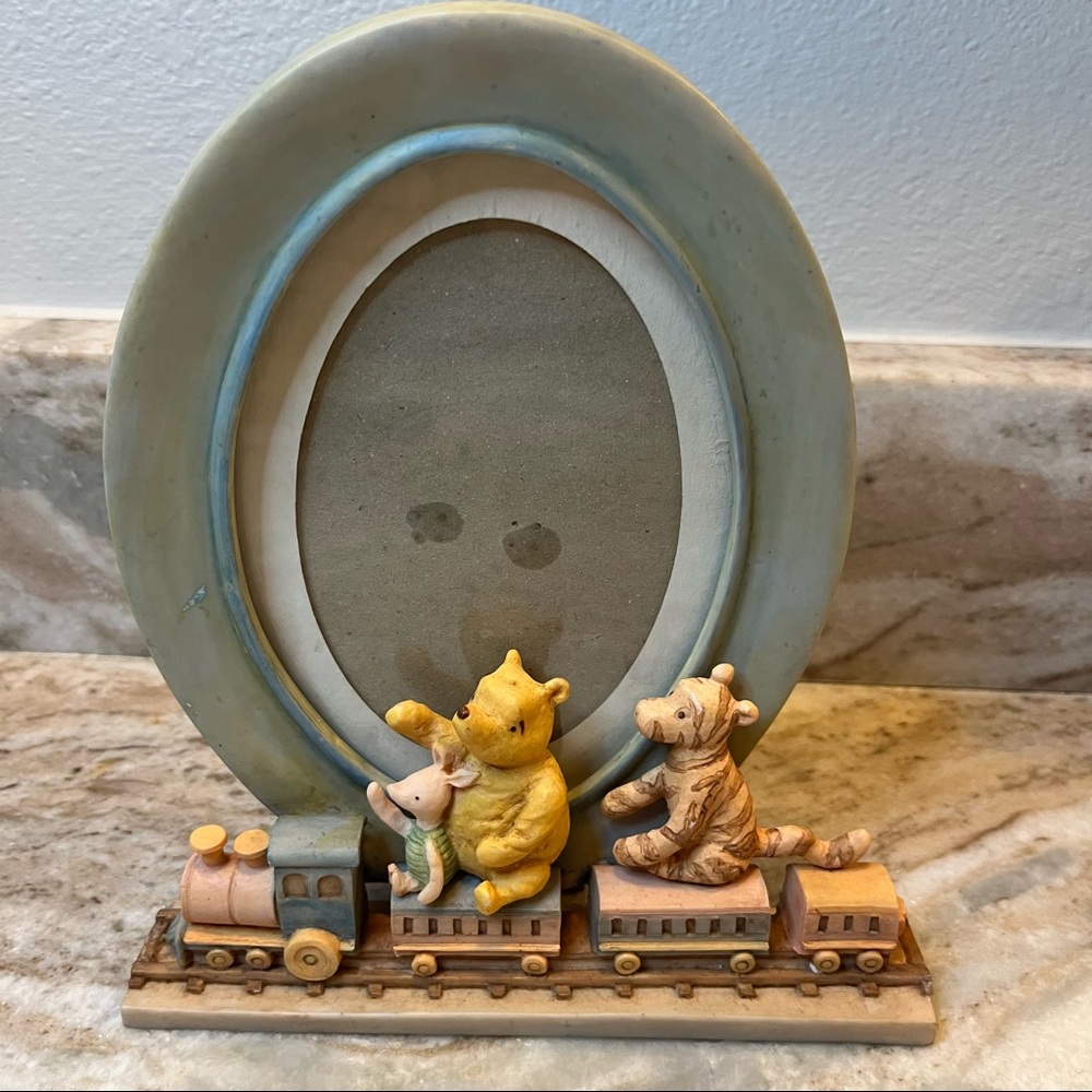 Disney Oval picture frame with train carrying Pooh bear,piglet and tigger